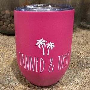 Rae Dunn TANNED &TIPSY Stainless 12oz Wine Glass